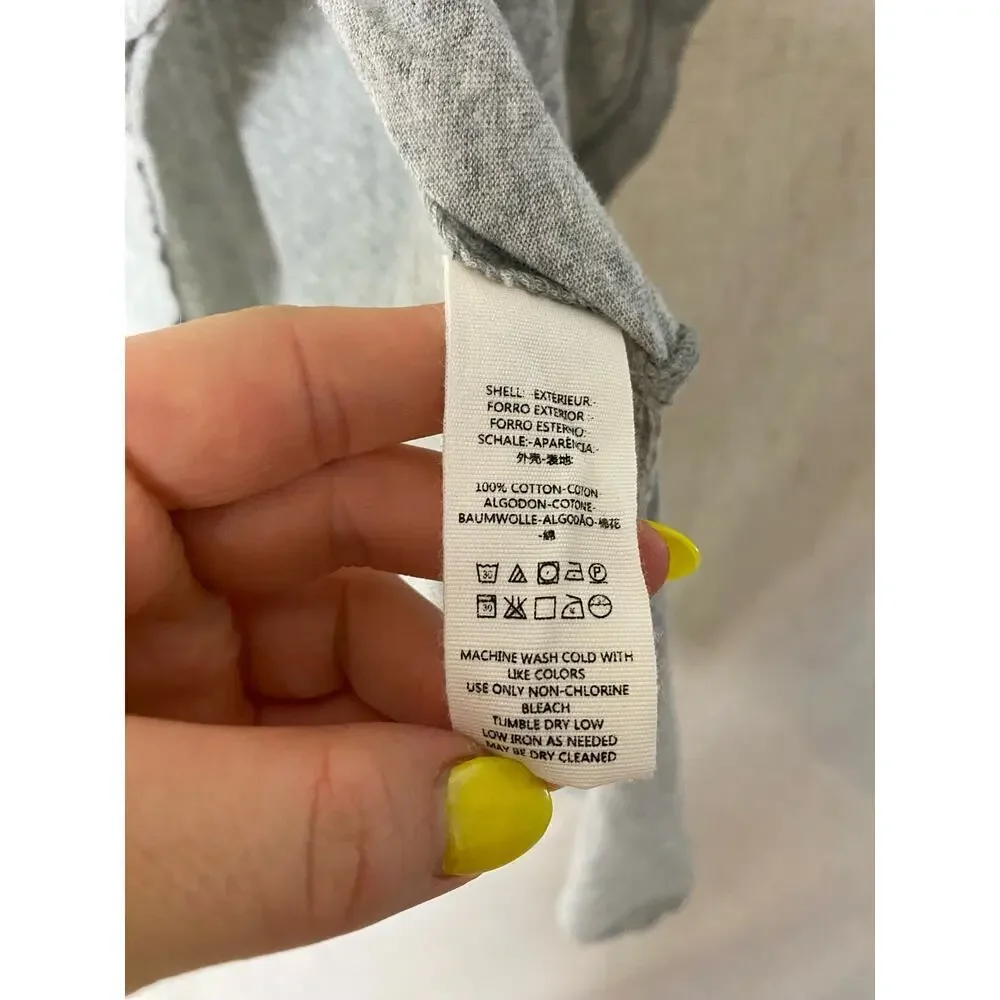 Free People Gray Asymmetrical Sun Embroidered T-Shirt Size Small
